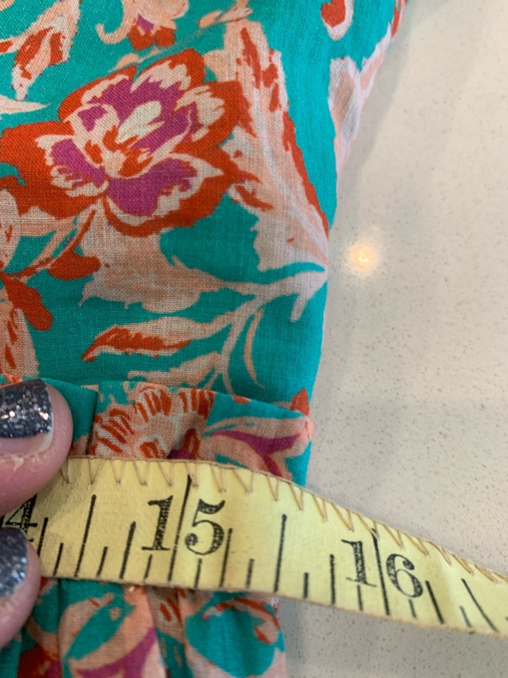 Fate Teal Floral Puff-Sleeve Midi  S Dress 100 percent cotton NWOT - Picture 12 of 13